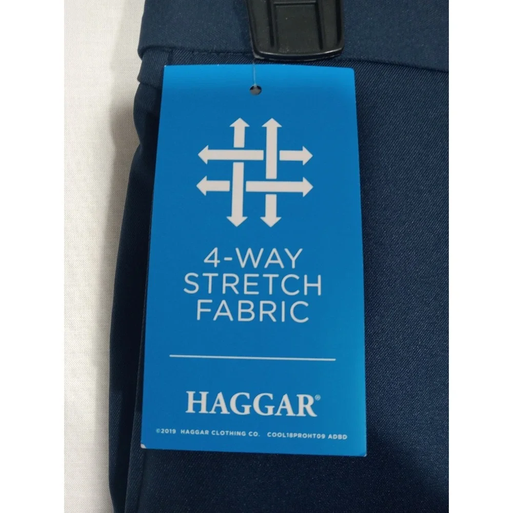 Haggar Cool 18 Pro Expandable Waist Shorts 4-Way Stretch Comfort Navy New sz‎ 32